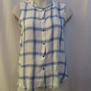 SHELTER PROJECT WHT, BLUE, GRAY SLEEVELESS PLAID S